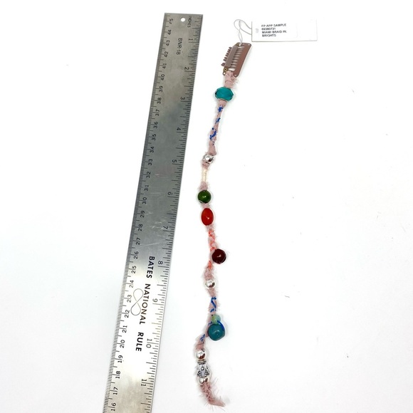 NWT Free People Miami Braid Ins Brights Hair Accessory Clip Pink Silver Beads - Picture 6 of 6
